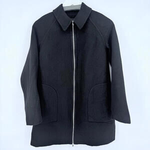 Women's Theory Wool/Cashmere Full Zip Black Coat Small